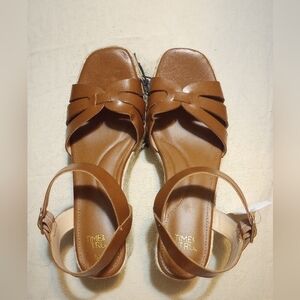 Time And Tru Wedge Sandals,8 1/2, Cognac
